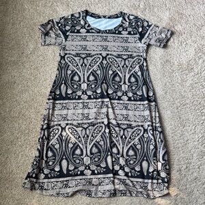 Patterned Black and Cream Dress